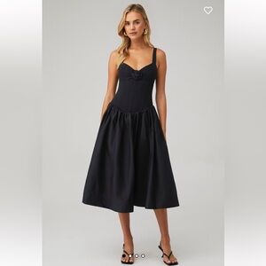 For Love And Lemons | Dresses | For Love Lemons Billie 3d Floral Pointelle  Poplin Black Midi Dress Xs | Poshmark